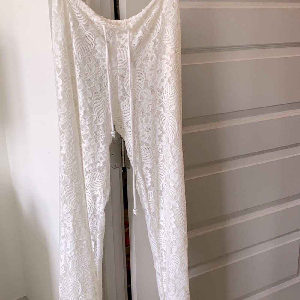 BECCA Lace Cover-up pants with split detail